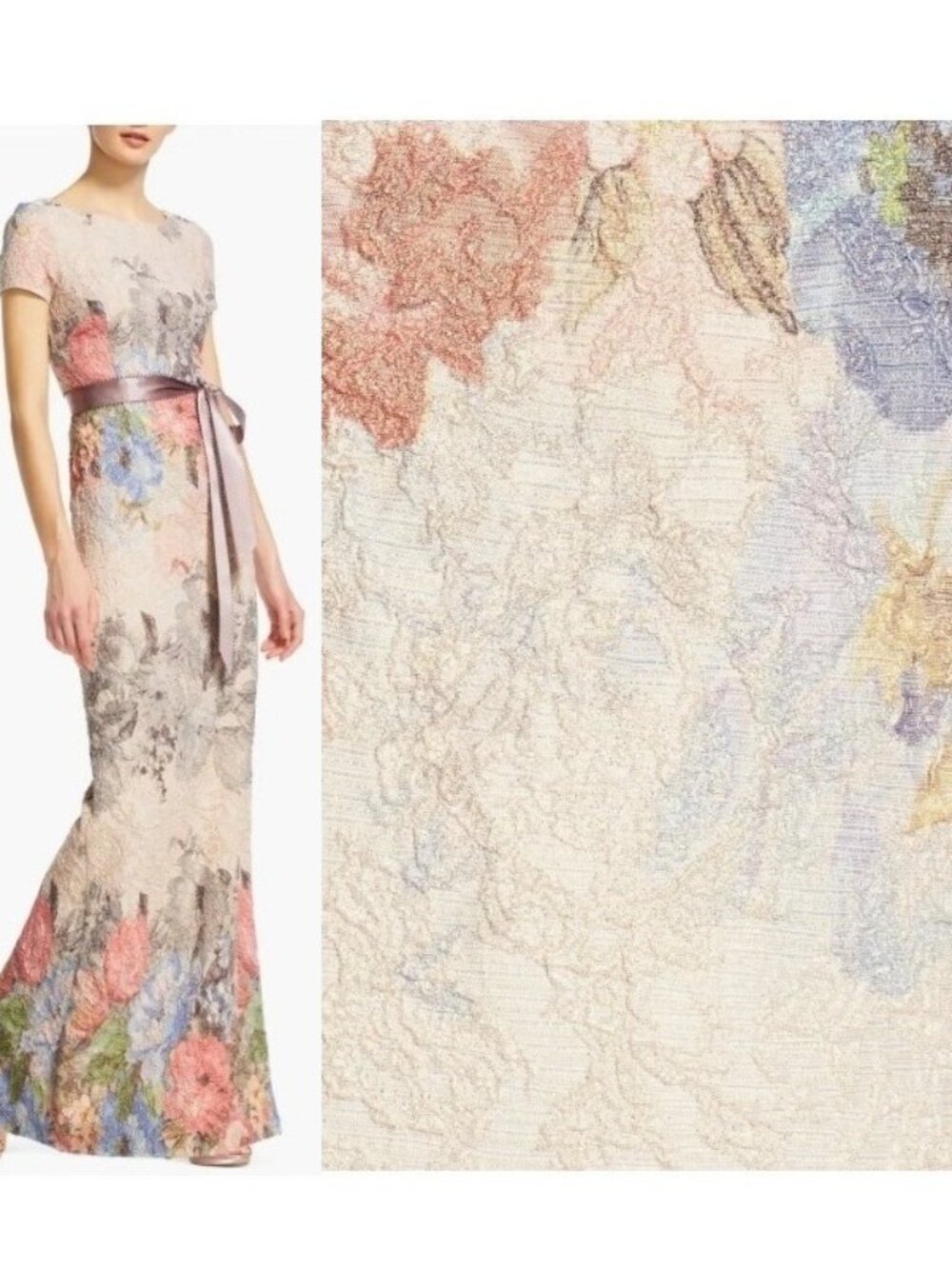 Adrianna Papell BHLDN Matelassé Floral Column Gown 12 Melinda Dress Sleeve Maxi